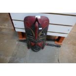 A mask from Kenya 1992 plus two wooden tribal carved items