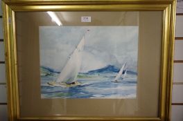 A watercolour of Racing Yachts of Arran, by Robert Kelsey, signed and dated '86