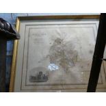 A framed and glazed map of Hereford
