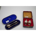 A cased silver spoon and fork set, in a blue fitted case, hallmarked London 1907 - 1911 Holland, Ald