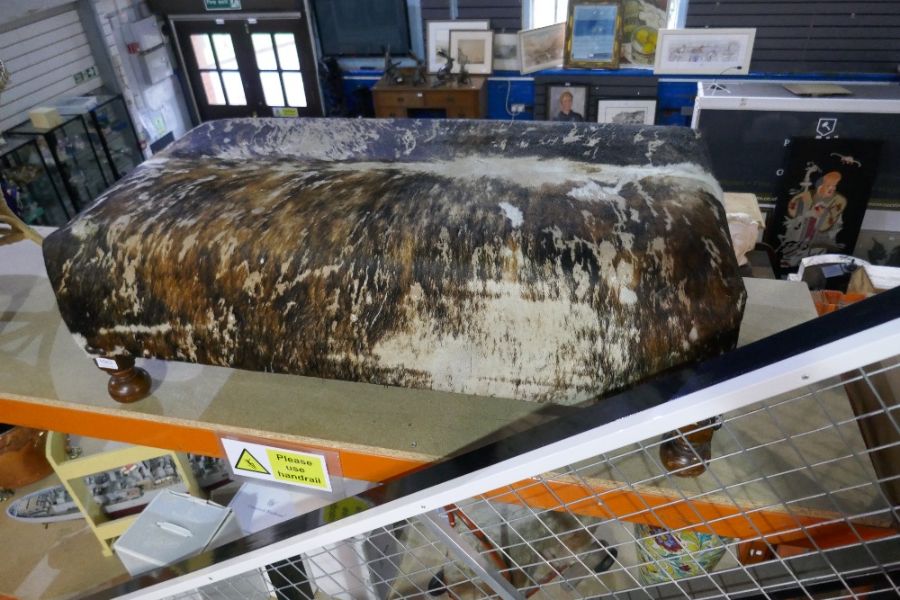 An oblong foot stool, upholstered in Cowhide - Image 4 of 4