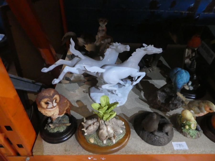 A set of mostly animal figurines, some being manufactured by Country Artists