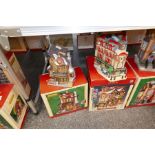 Lemax; 5 various Christmas displays including 'White Lion Pub' and 'Lucy's Chocolate Shop'