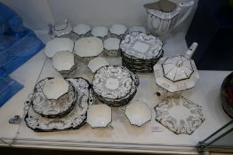 A quantity of Art Deco style Shelley black and white teaware