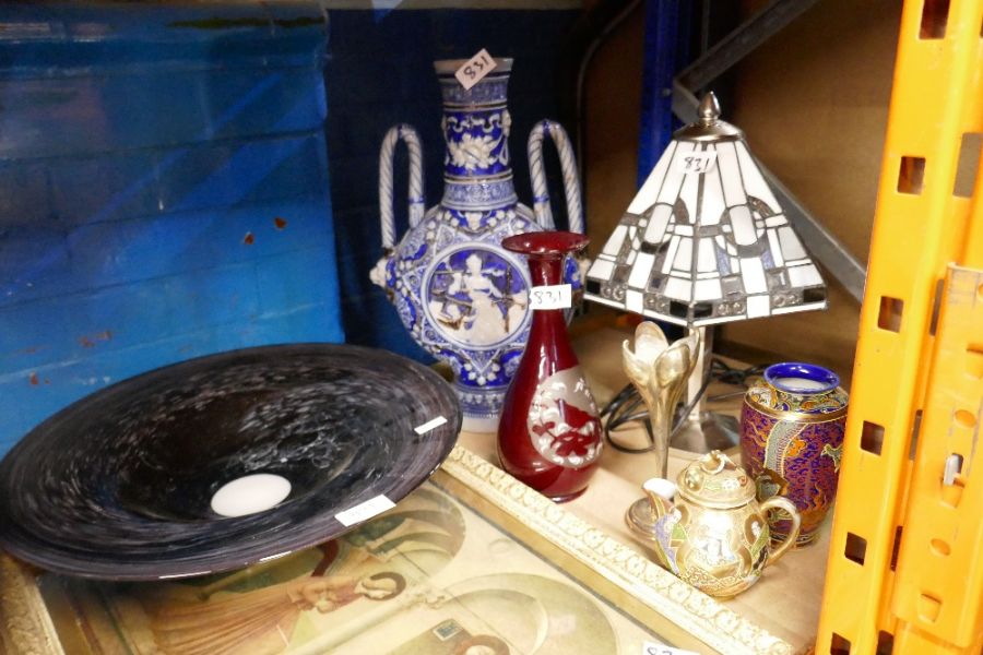 Selection of various collectables inc. Asian Ceramics, glassware in Murano style and a Tiffany style