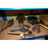 A mixed lot to include a carriage lamp and a preserving pan