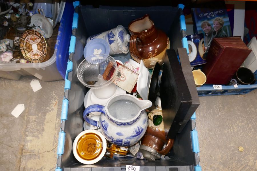 Four boxes of various collectables, including china, jugs, mugs, etc - Image 2 of 4