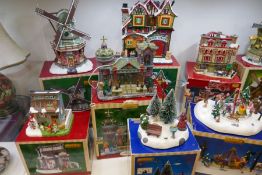 Lemax; 9 various Christmas displays to include 'Advent Stable' 'History Museum' and 'Windmill'