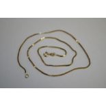 9ct yellow gold box design neckchain, 40cm, approx 3.5g