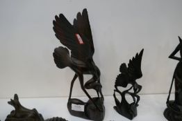 Niana Tillen; Two Balinese carvings of birds, the largest 30.5cm