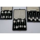 Three cased sets of silver teaspoons, one Birmingham 1951 Turner and Simpson 1.5ozt, one Birmingham