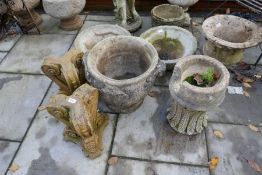 Reconstituted garden pots and a pedestal