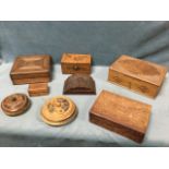 Eight miscellaneous floral and leaf carved boxes - jewellery, circular, Indian, etc. (8)