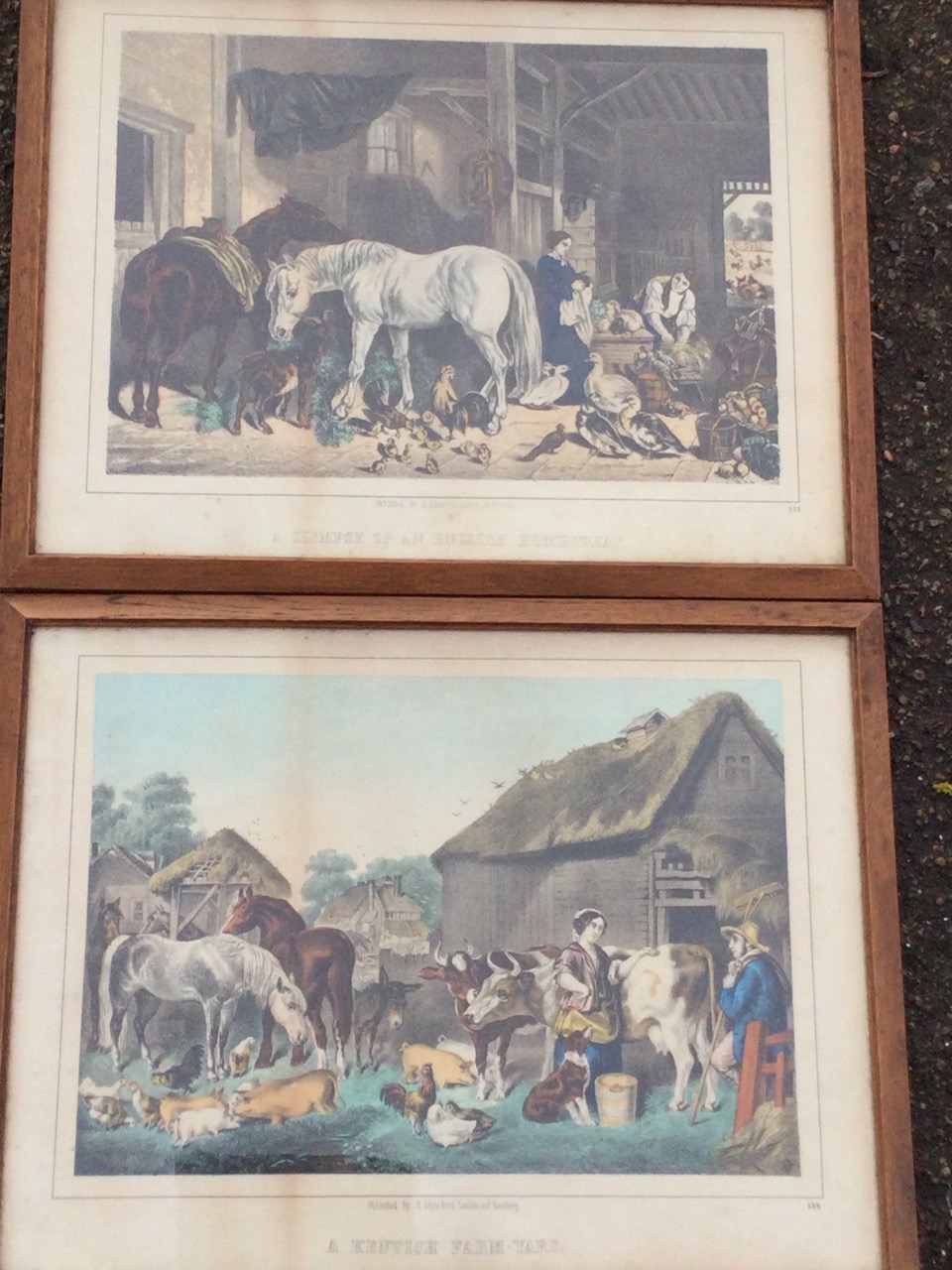 A pair of oak framed rural prints published by Lipschitz titled A Kentish Farmyard & A Glimpse of an - Image 2 of 3