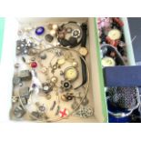 Miscellaneous jewellery including some silver & gold - brooches, beads, enamelled pieces, watches, a