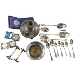 Miscellaneous silver & plate including two hallmarked Georgian silver serving spoons, an old