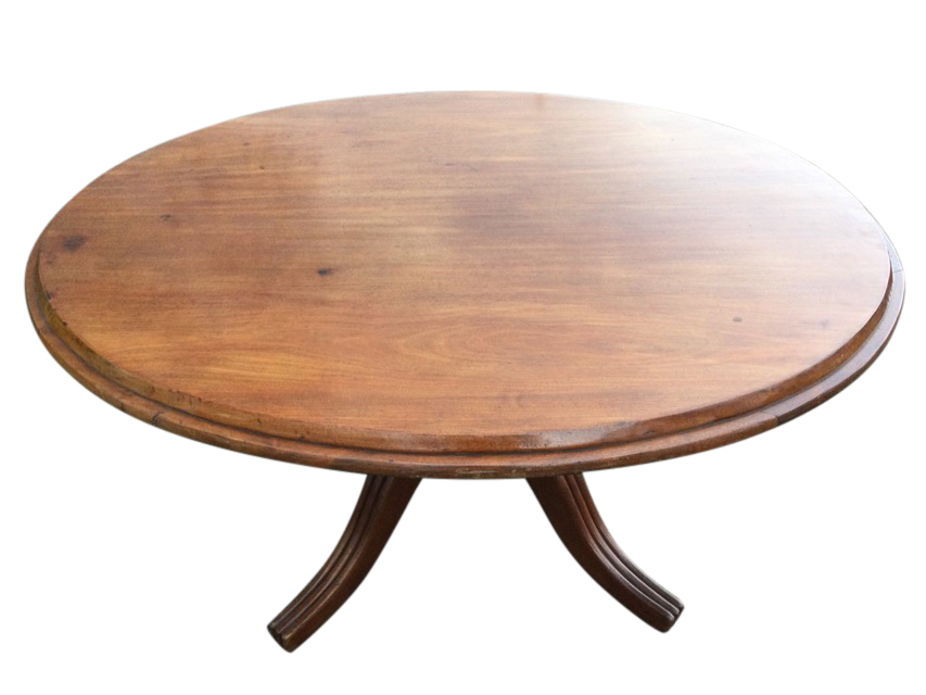 An oval nineteenth century mahogany breakfast table, the moulded top supported on a fluted