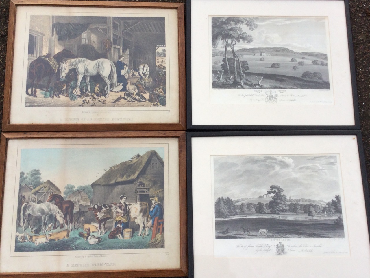 A pair of oak framed rural prints published by Lipschitz titled A Kentish Farmyard & A Glimpse of an