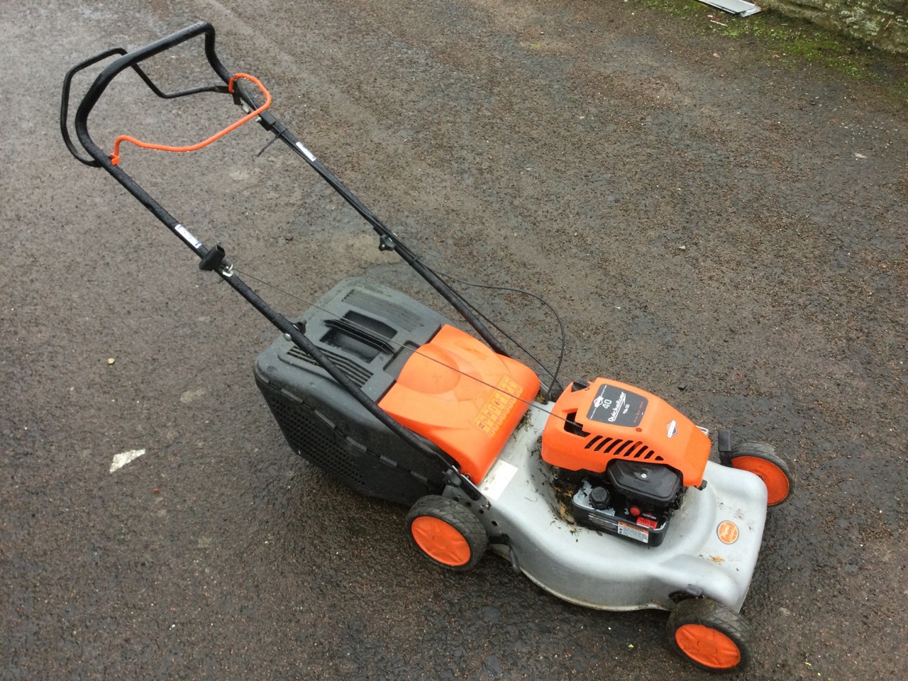 A Flymo Quicksilver 40 self-drive rotary garden mower with Briggs & Stratton 46SD petrol engine. - Image 2 of 3