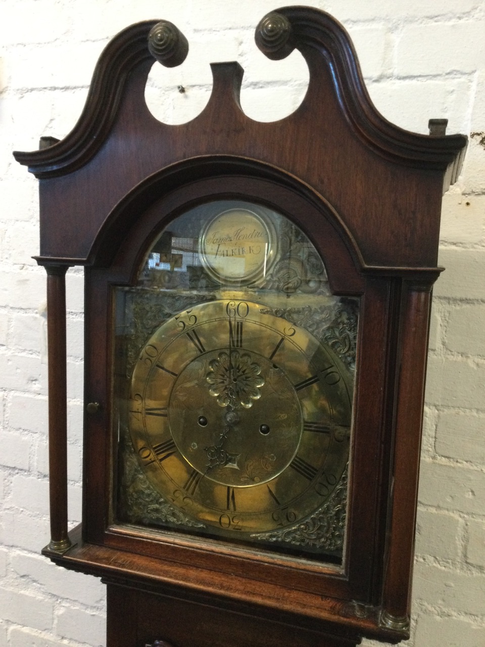 A nineteenth century mahogany longcase clock, the hood with moulded swan-neck pediment having arched - Image 2 of 3