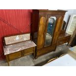 A three-piece Edwardian mahogany bedroom suite by Gullachsen & Son Ltd, inlaid with boxwood