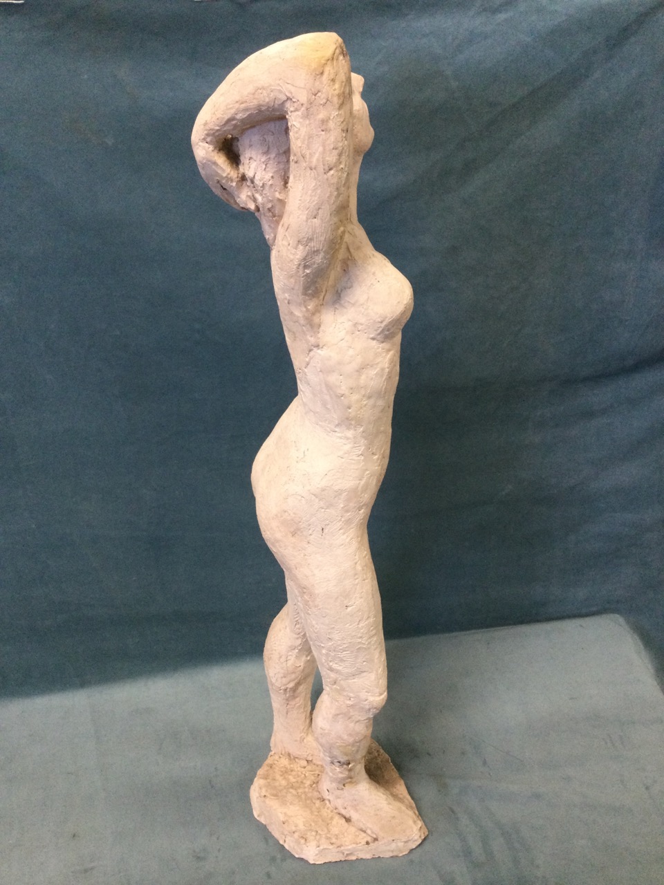 A C20th nude figurative female sculpture, composition clay with wire reinforcement and paint, on - Image 2 of 3