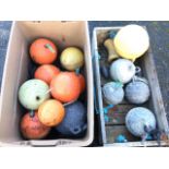 A quantity of lobster pot & fishing net floats - both plastic and metal; and an old rectangular fish