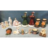 Miscellaneous ceramics including a pair of Royal Doulton squire toby jugs, a pair of porcelain