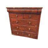 A Victorian mahogany scotch chest with cushion moulded frieze drawer above two short and three