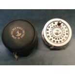 A cased Kielder salmon fly reel - 4.25in.