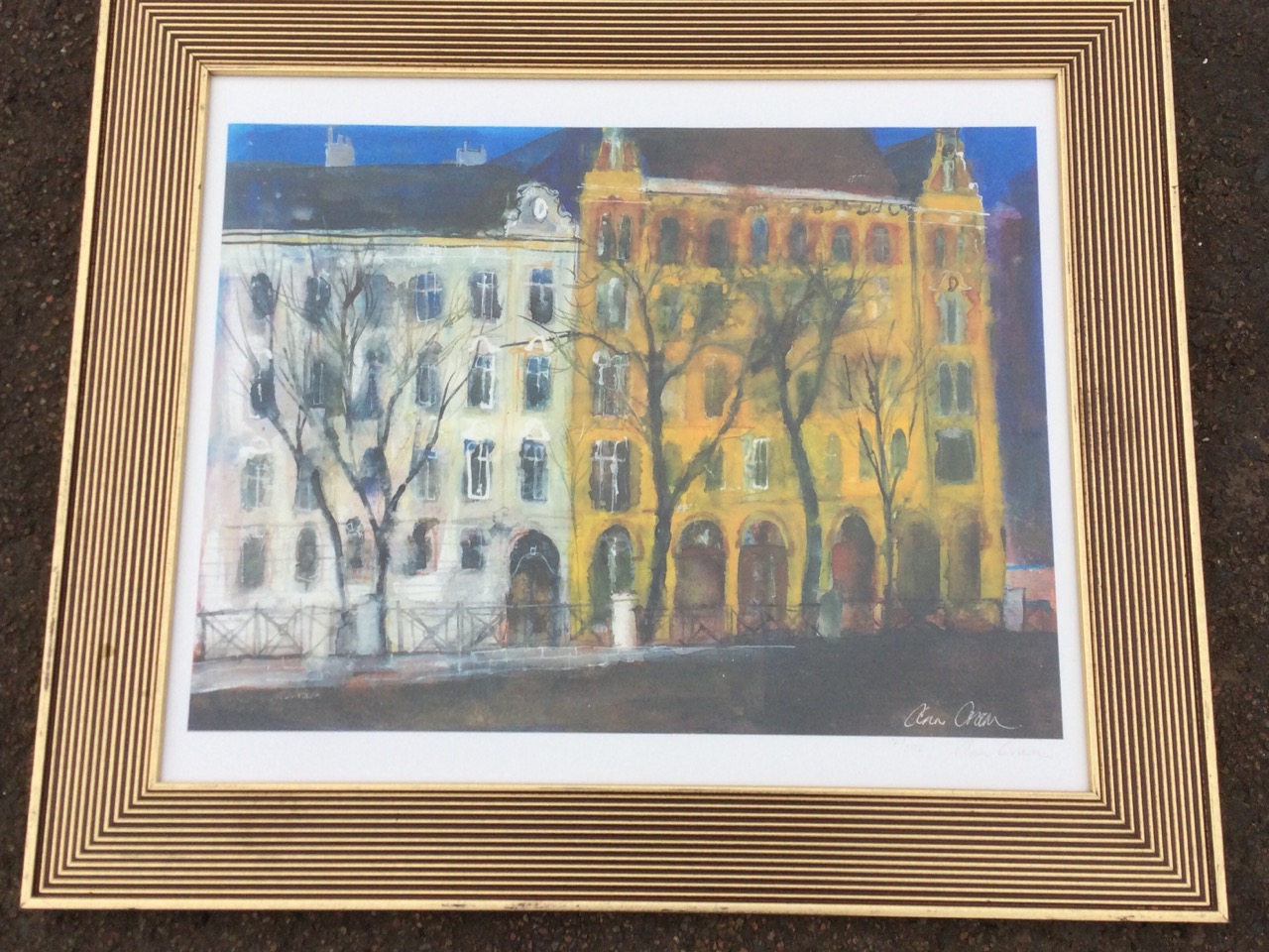 Ann Oram, coloured lithograph, terrace of buildings, signed and numbered in pencil on margin, in