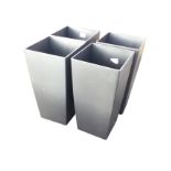 A set of four new charcoal coloured square tapering garden pots. (11.75in x 11.75in x 22.5in) (4)
