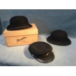 A boxed bowler hat by Scotts of Old Bond Street; another Edwardian bowler hat by Nu-Airvent; and a