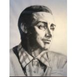 Loudon?, charcoal & pencil, bust study of Spike Milligan, signed indistinctly and dated, mounted &