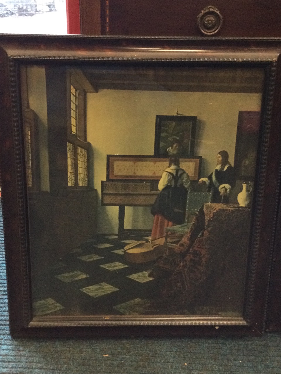 A pair of C20th Medici Society old master prints, The Card Players by Pieter de Hooch, and The Music - Image 2 of 3