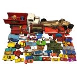 A collection of Dinky, Corgi and Matchbox toy cars - tractors, a tank, trucks, a Triang lorry,