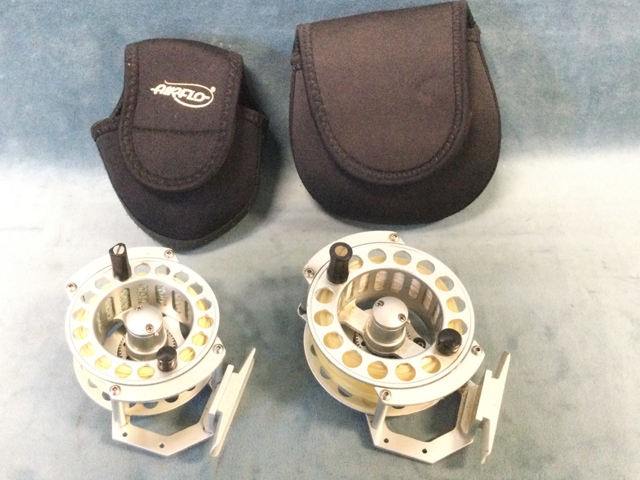 A graduated pair of Airflow fly reels with 3in & 3.5in drums, Balance 79 and Balance 57, both with