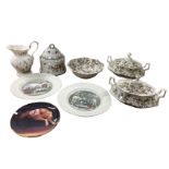 Miscellaneous ceramics including a Chinese porcelain bowl & cover decorated with birds &