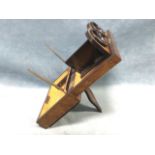 A Victorian walnut stereoscopic boxed viewer, the hinged lid inlaid with brass band having
