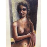 Manuella Walker, pastel & chalk, waist study of a Pompeiian beauty, signed with monogram,