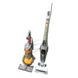 A Dyson DC 24 cyclone vacuum cleaner; and a Hoover unplugged - model UNP264S. (2)