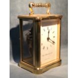 A German brass cased carriage clock by Aug Schatz & Sons, the working timepiece with roman
