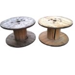 A pair of 3ft diameter pine cable drums, suitable for garden tables. (37.75in x 22.75in) (2)