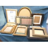 A box of mainly unused empty frames - gilt, oval, gadrooned, ebonised, pairs, moulded, etc. (13)