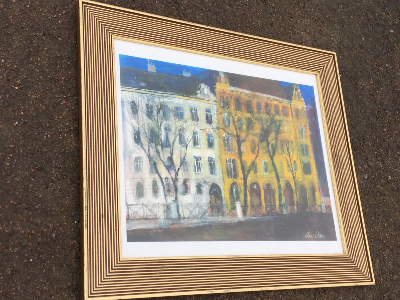 Ann Oram, coloured lithograph, terrace of buildings, signed and numbered in pencil on margin, in - Image 3 of 3