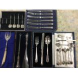 Miscellaneous hallmarked silver including a childs cased three-piece christening set, a Victorian