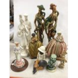 Miscellaneous figurines including Leonardo, plaster, Italian, oriental, pairs, etc. (10)