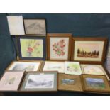 Anne Davidson, five signed and framed watercolour, crayon & pastel studies; and eight other framed