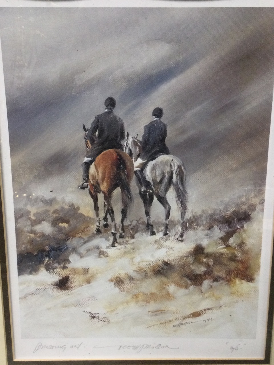 A framed monochrome Snaffles hunting print; a signed, numbered and framed Henry Brewis farming - Image 3 of 3