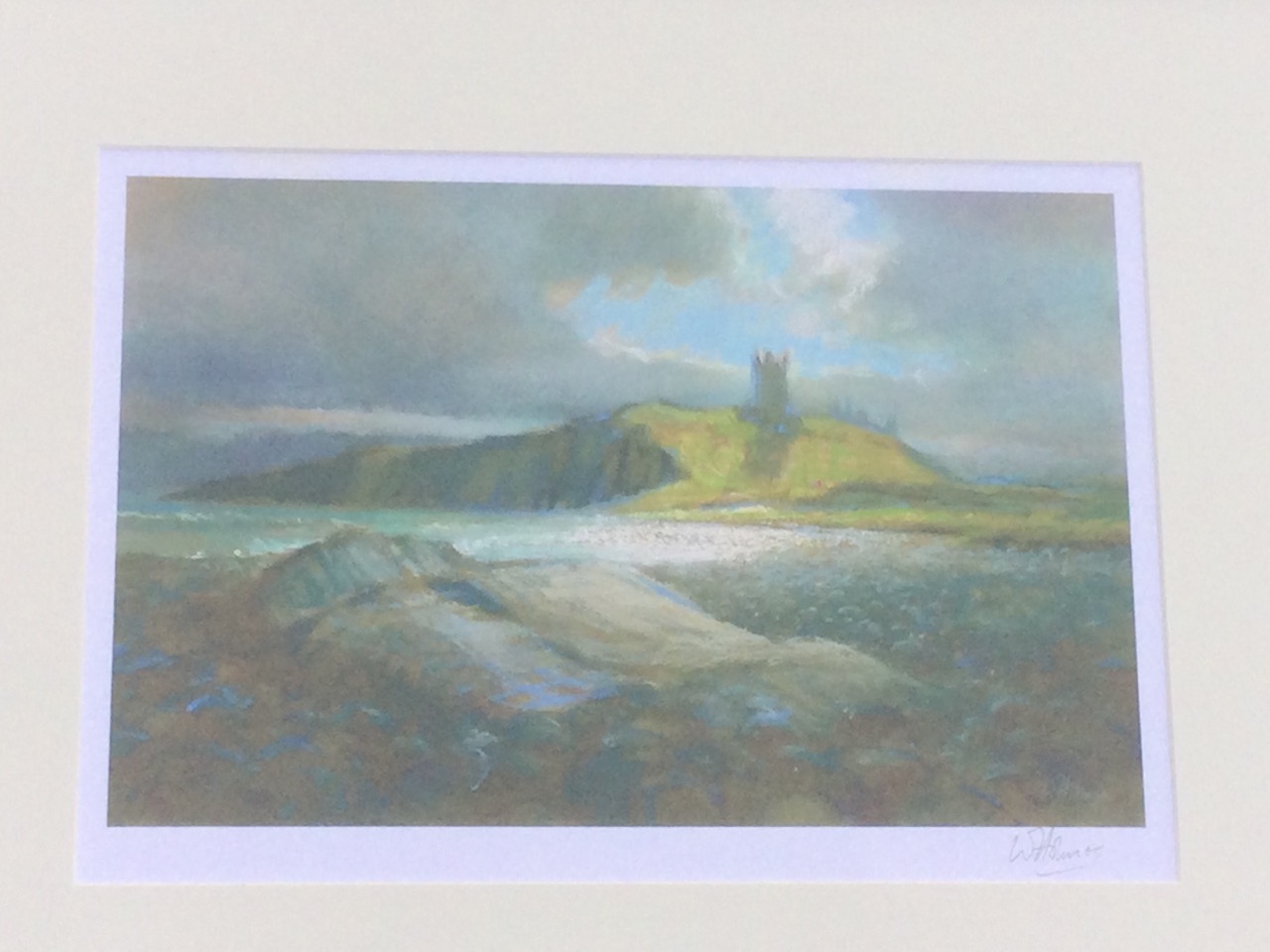 Mick Oxley, a sepia print of Bamburgh Castle, signed in pencil on margin and numbered, mounted & - Image 3 of 3